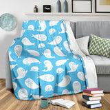 Cute White Sea Lion Seals Pattern Premium Blanket