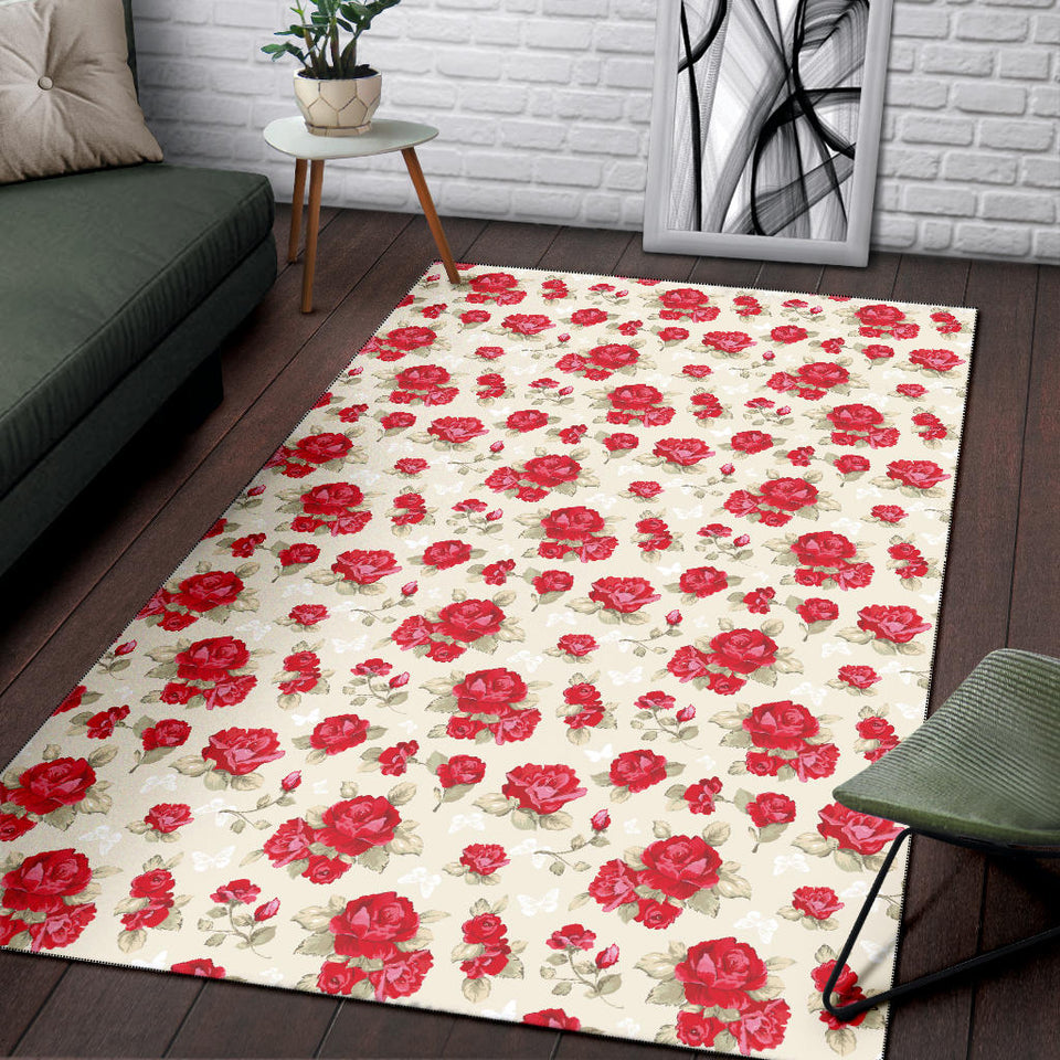 Rose Pattern Print Design 01 Area Rug