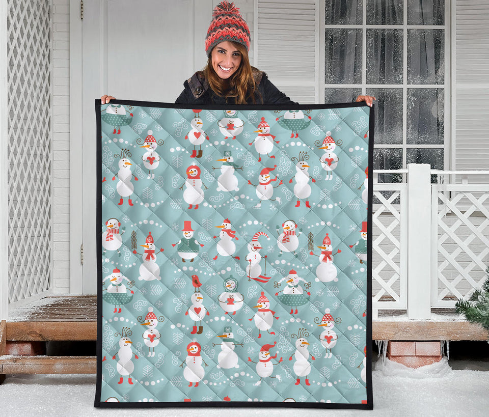 Cute Snowman Pattern Premium Quilt