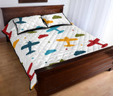 Airplane star cloud colorful Quilt Bed Set