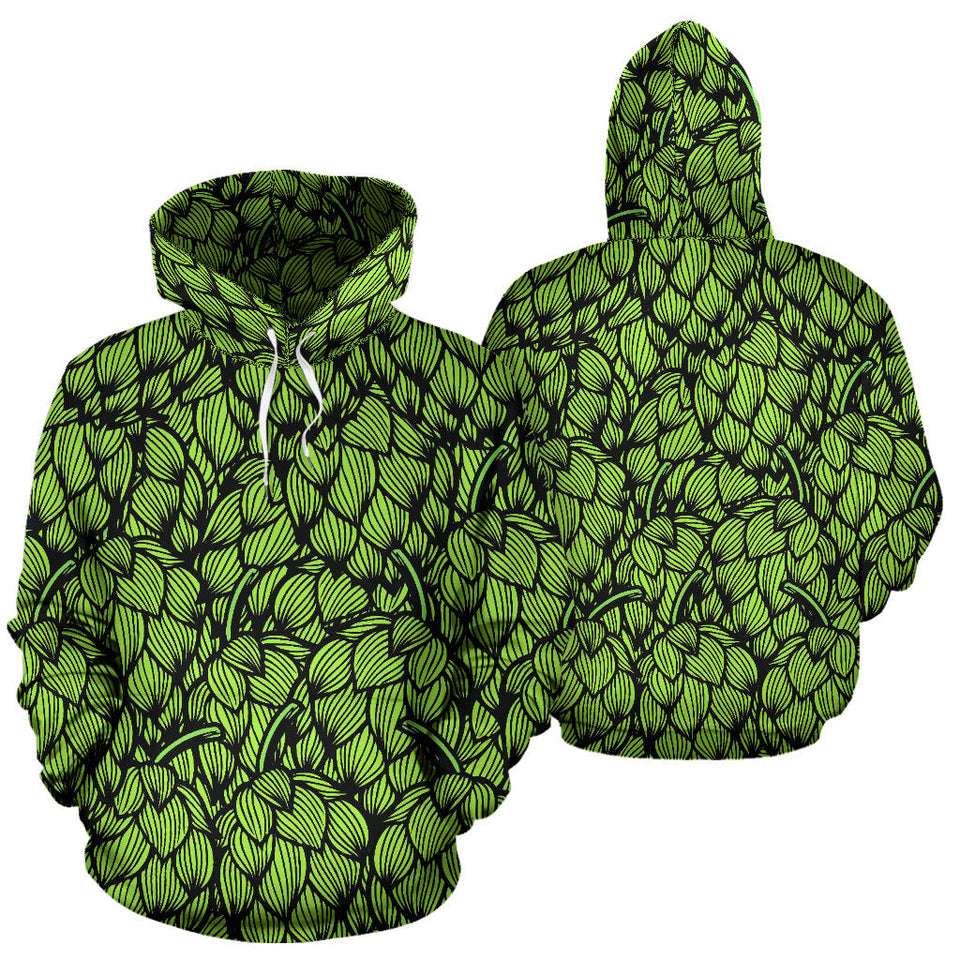 Green Hop Pattern Men Women Pullover Hoodie