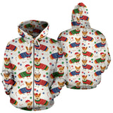 Corgi Christmas Pattern Zip Up Hoodie