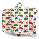 Corgi Christmas Pattern Hooded Blanket