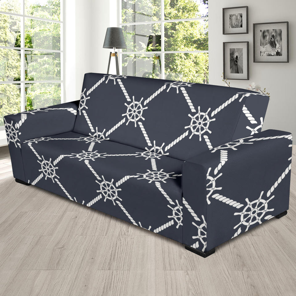Nautical Steering Wheel Rope Pattern Sofa Slipcover