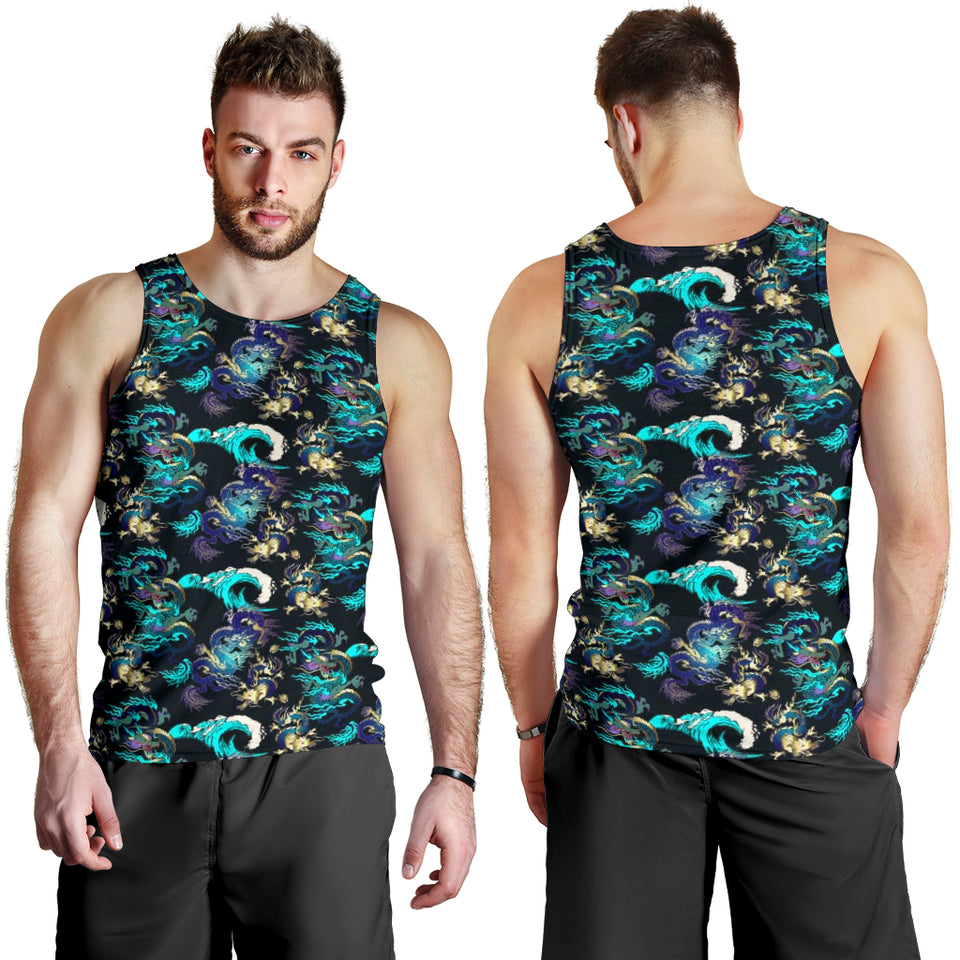 Dragon sea wave pattern Men Tank Top