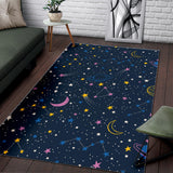 Space Pattern With Planets, Comets, Constellations And Stars Area Rug