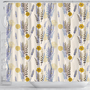 Lavender Modern Pattern Blackground Shower Curtain Fulfilled In US