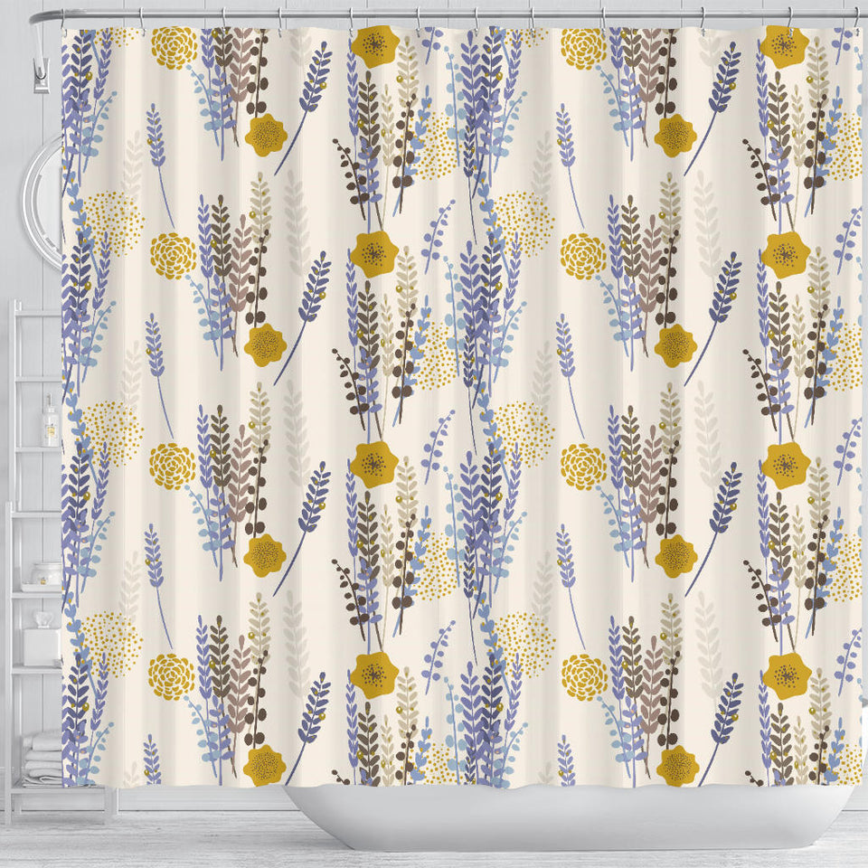 Lavender Modern Pattern Blackground Shower Curtain Fulfilled In US
