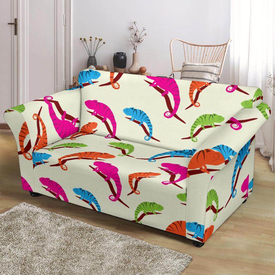 Colorful Chameleon Lizard Pattern Loveseat Couch Slipcover