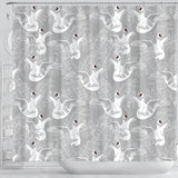 White Swan Gray Background Shower Curtain Fulfilled In US