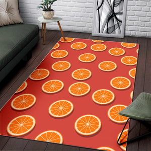 Oranges Pattern Red Background Area Rug
