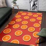 Oranges Pattern Red Background Area Rug