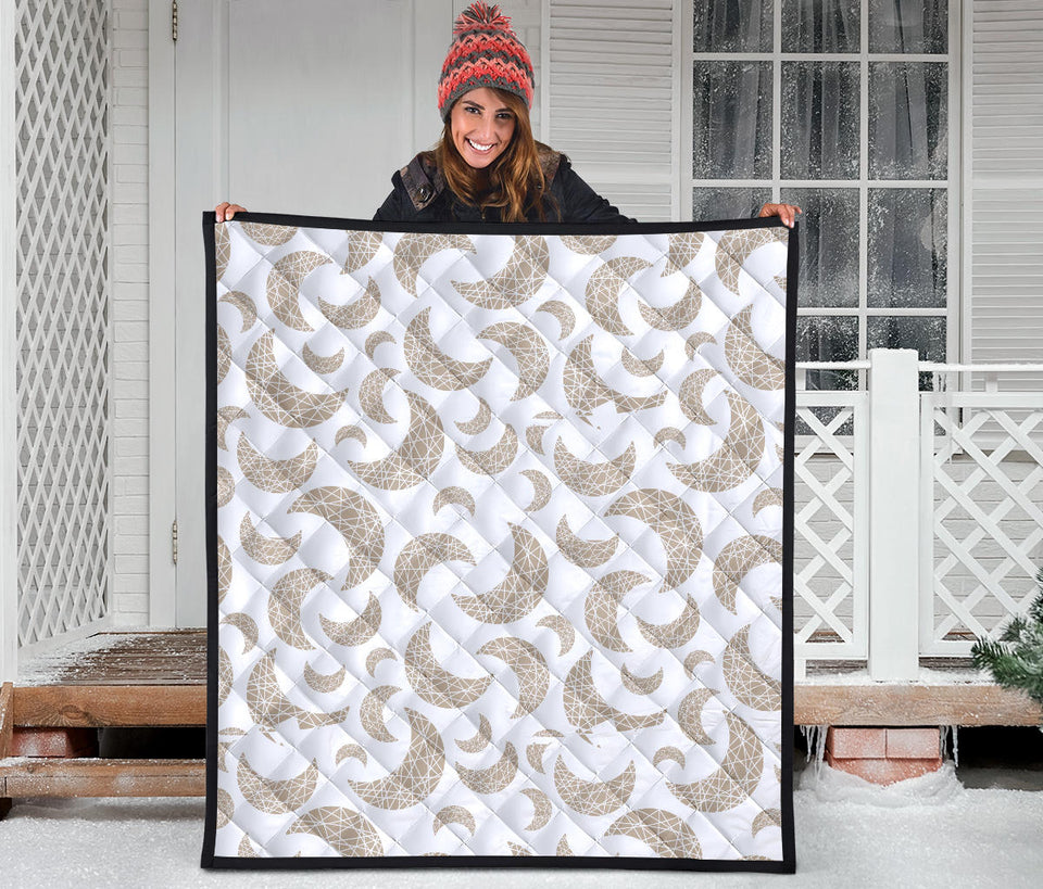 Cool Gold Moon Abstract Pattern Premium Quilt