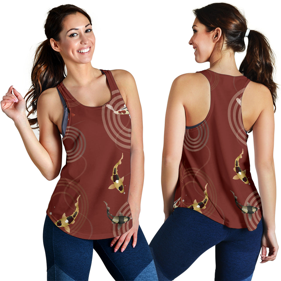 Koi Fish Carp Fish red background Women Racerback Tank Top