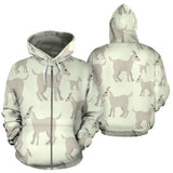 Little Young Goat Pattern Zip Up Hoodie