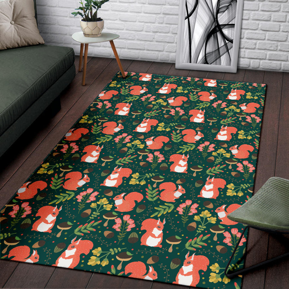 Squirrel Pattern Print Design 03 Area Rug