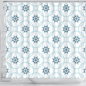 Nautical Steering Wheel Chain Shower Curtain Fulfilled In US