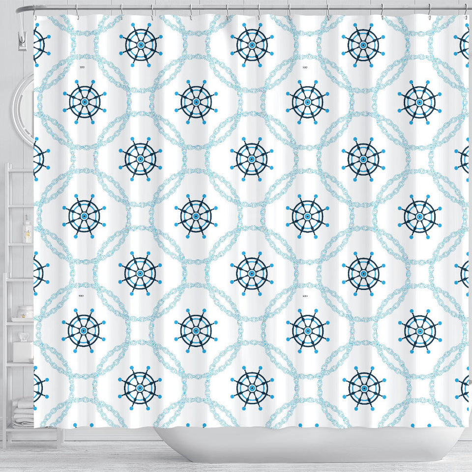 Nautical Steering Wheel Chain Shower Curtain Fulfilled In US