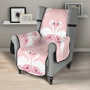 White swan and flower love pattern Chair Cover Protector