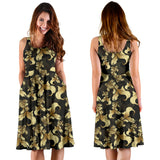 Goldfish Pattern Print Design 01 Sleeveless Midi Dress