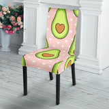 Avocado Heart Pink Background Dining Chair Slipcover