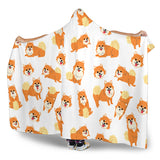 Brown Pomeranian Pattern Hooded Blanket