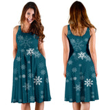 Snowflake Pattern Dark Background Sleeveless Midi Dress