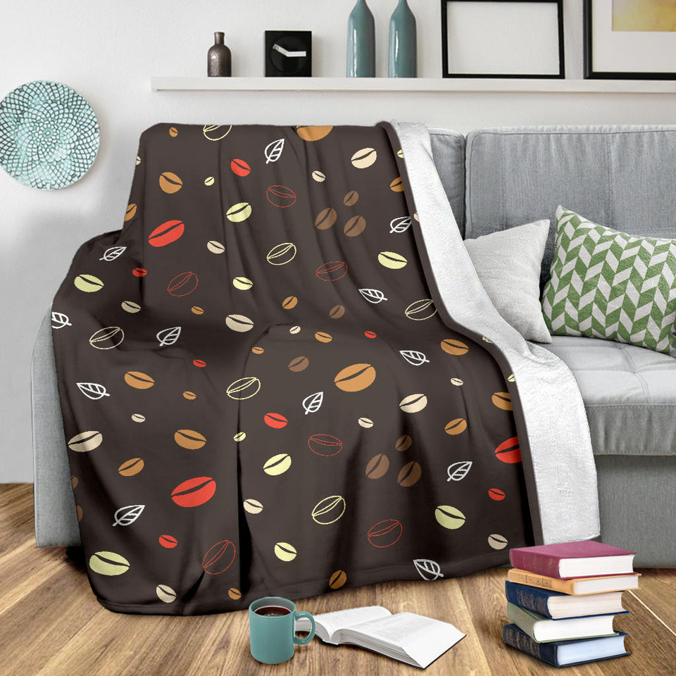 Coffee Bean Leave Pattern Premium Blanket
