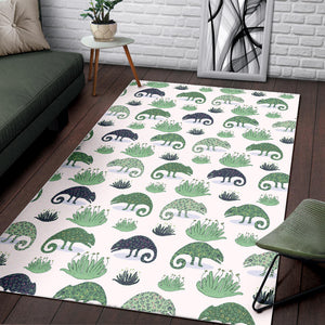 Chameleon Lizard Succulent Plant Pattern Area Rug