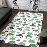 Chameleon Lizard Succulent Plant Pattern Area Rug