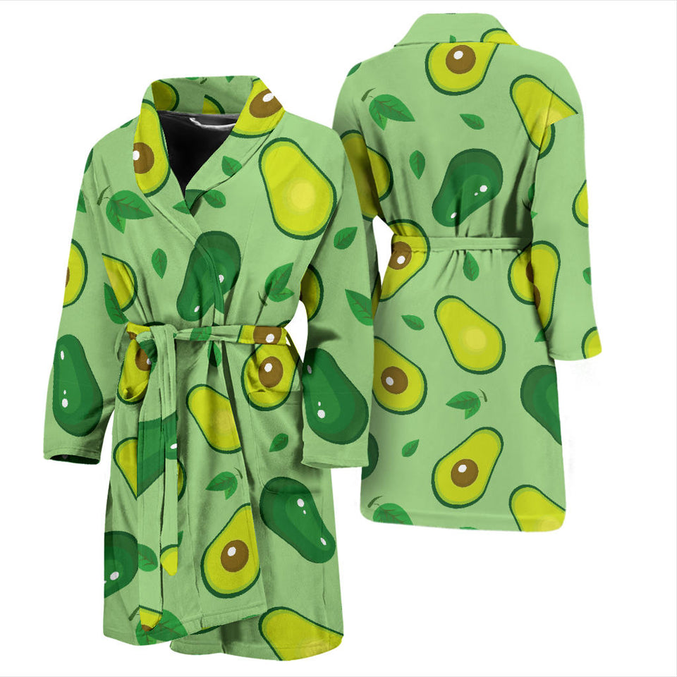 Avocado Pattern Green Background Men'S Bathrobe