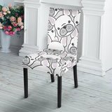 Cute French Bulldog Head Pattern Dining Chair Slipcover
