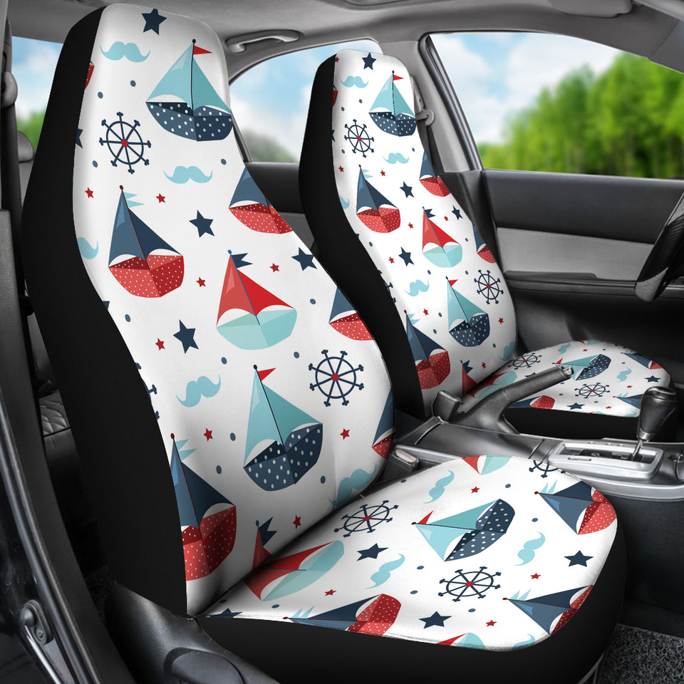 Cute Color Paper Sailboat Pattern  Universal Fit Car Seat Covers