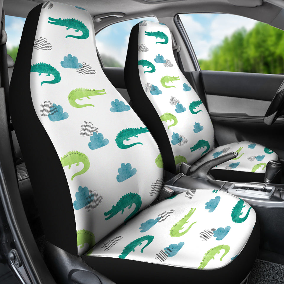 Watercolor Crocodile Pattern Universal Fit Car Seat Covers