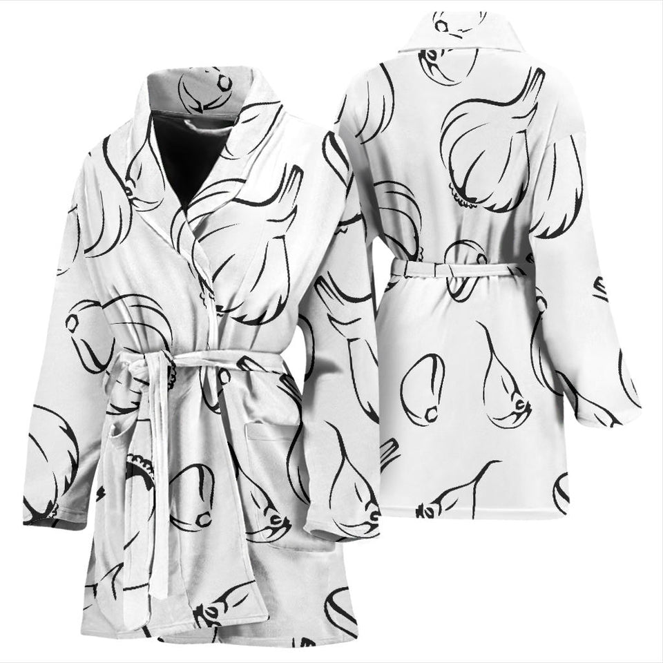 Garlic Pattern Black White Women'S Bathrobe