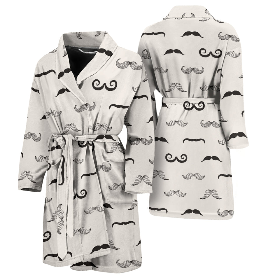 Mustache Beard Pattern Print Design 05 Men's Bathrobe