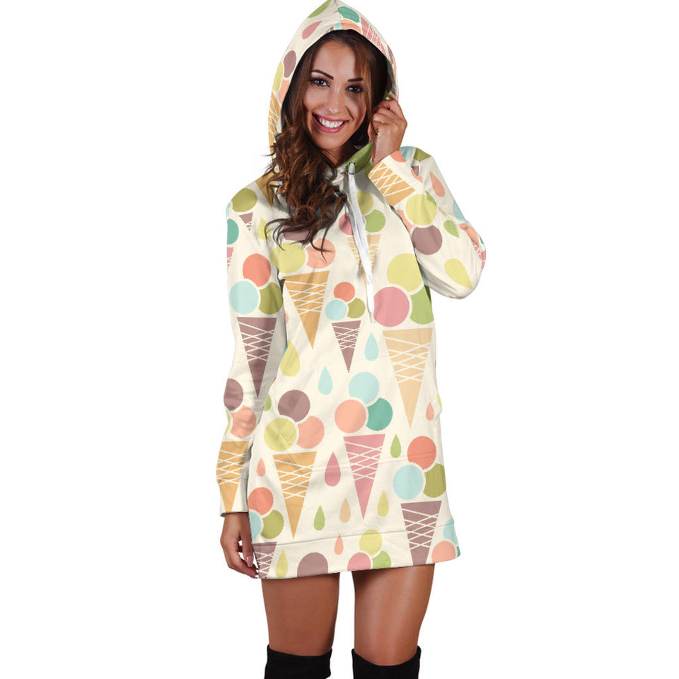 Ice Cream Cone Pattern Women'S Hoodie Dress