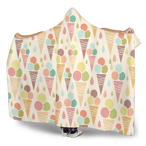 Ice Cream Cone Pattern Hooded Blanket