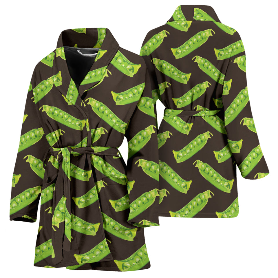 Green Peas Pattern Print Design 05 Women's Bathrobe