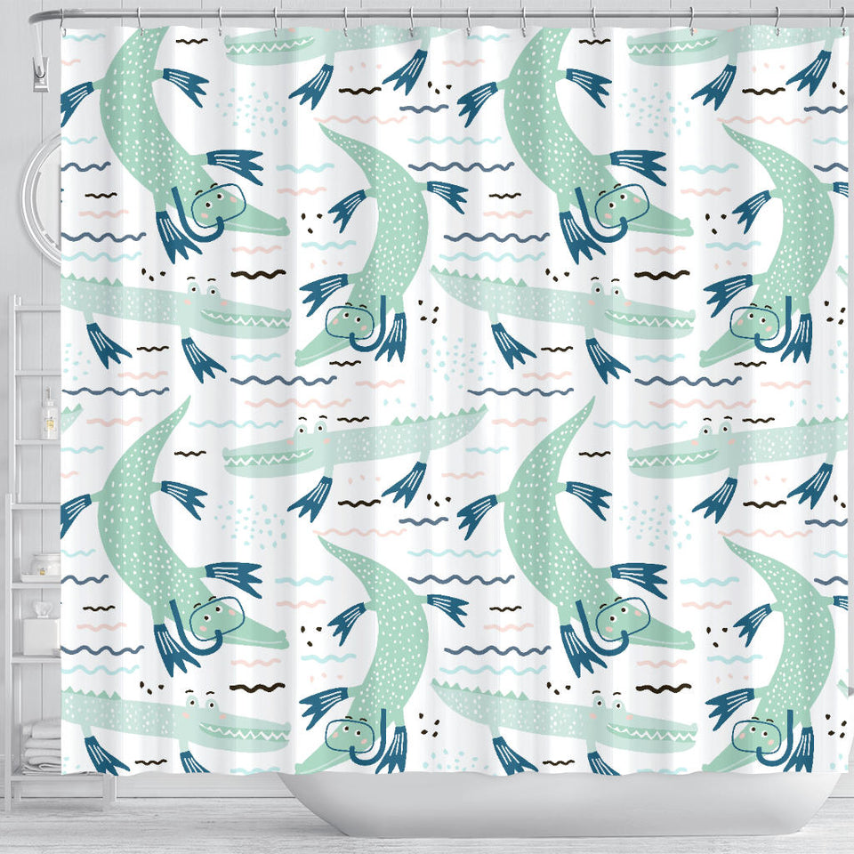 Crocodile Diver Pattern Shower Curtain Fulfilled In US