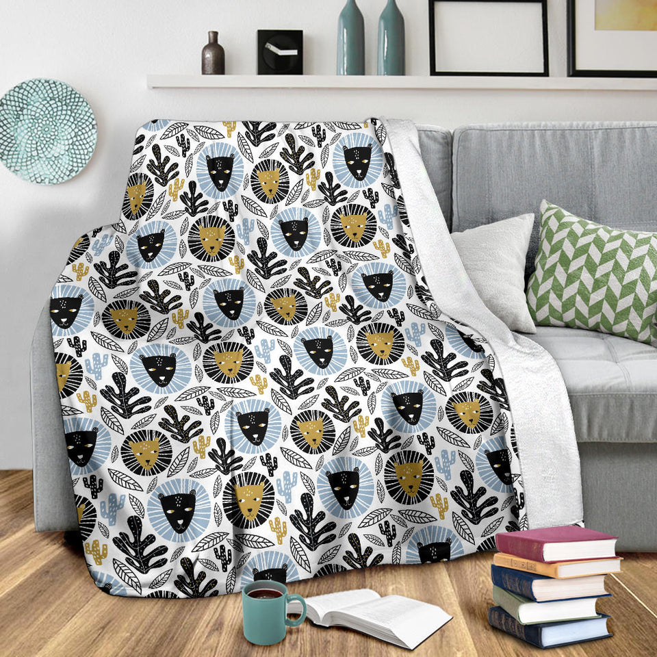 Lion Pattern Print Design 05 Premium Blanket