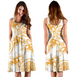 Hand Drawn Orange Fruit Pattern Sleeveless Midi Dress