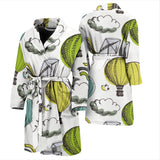 Hot Air Balloon Bird Cloud Pattern Men'S Bathrobe