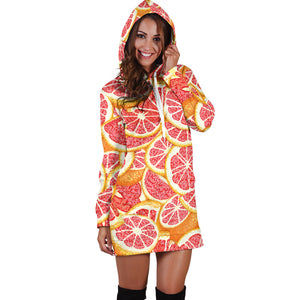Tropical Grapefruit Pattern Women'S Hoodie Dress