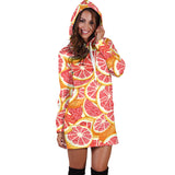 Tropical Grapefruit Pattern Women'S Hoodie Dress