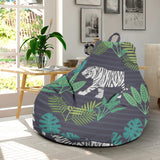 White Bengal Tigers Tropical Plant Bean Bag Cover