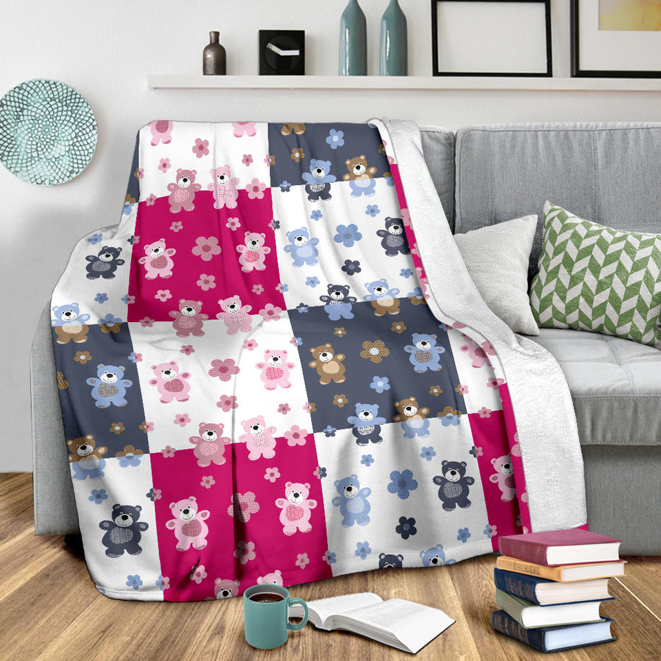 Teddy Bear Pattern Print Design 03 Premium Blanket