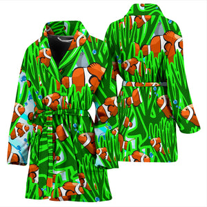 Clown Fish Pattern Print Design 01 Women's Bathrobe