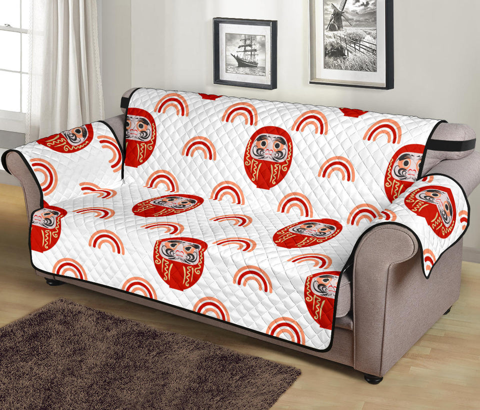 Daruma japanese wooden doll design pattern Sofa Cover Protector