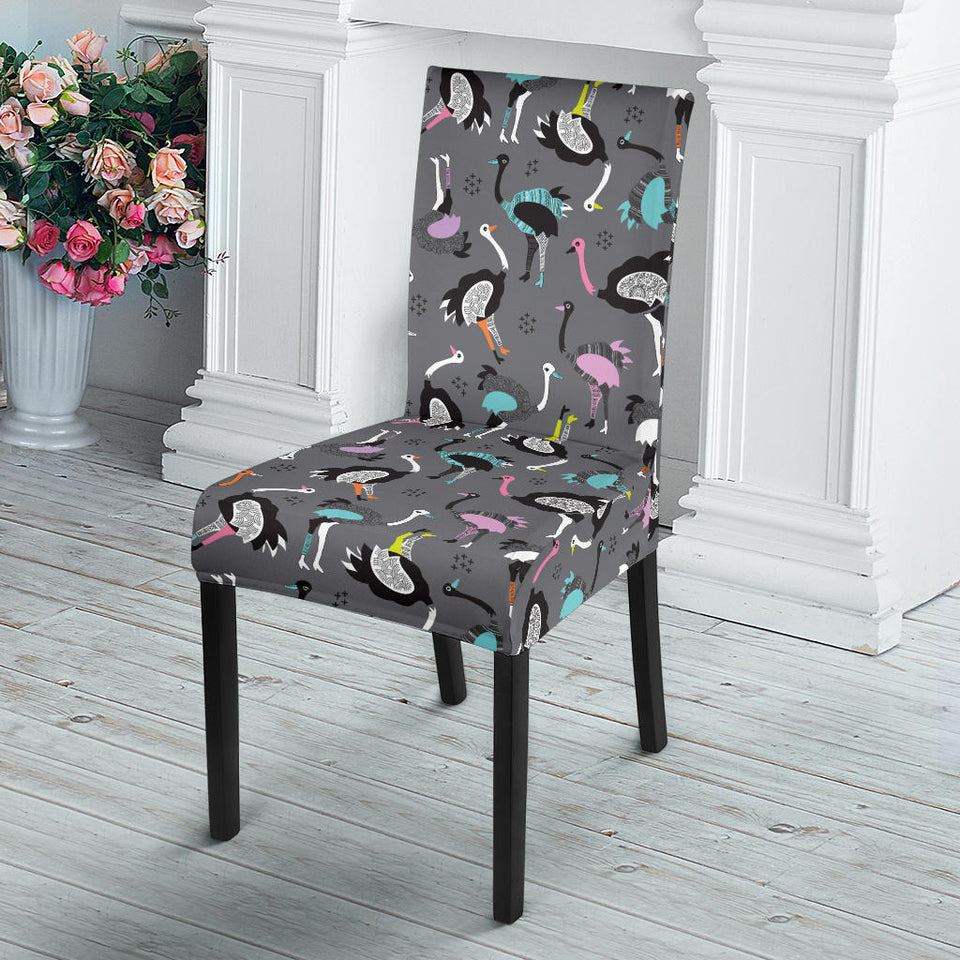 Ostrich Pattern Print Design 01 Dining Chair Slipcover